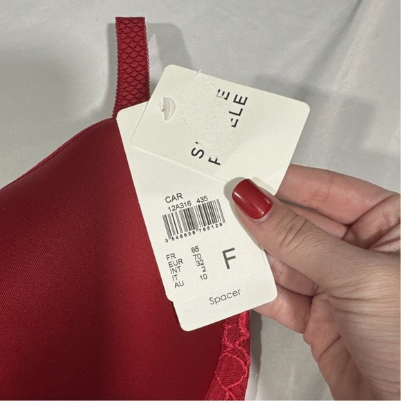 NWT $110 Simone Perele [ 32F ] Andora 3D Molded Underwire Bra Red #6217 - Picture 5 of 9